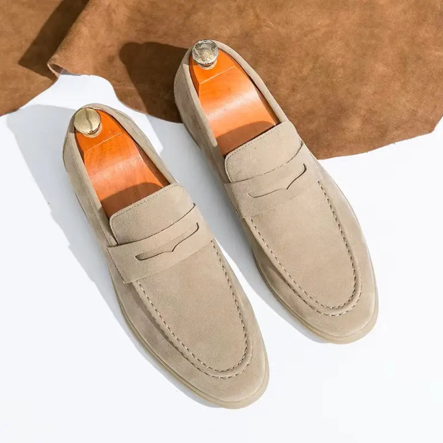 TorontoVogue™ | Tan Suede Penny Loafers