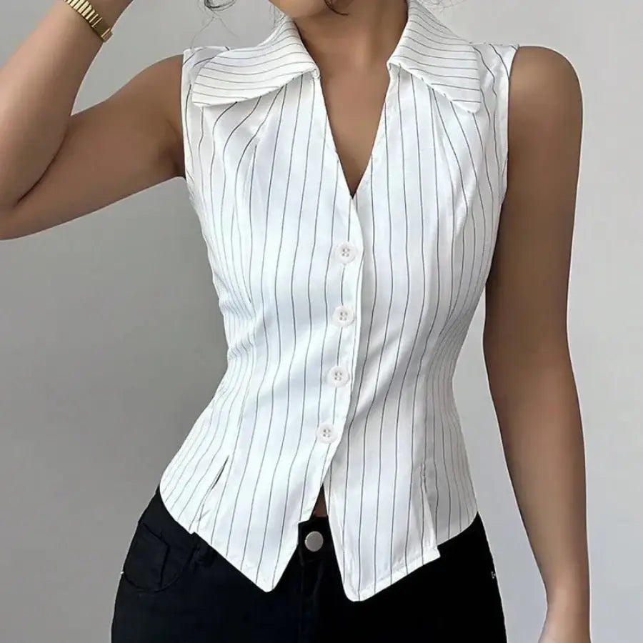 TorontoVogue™ | Striped Sleeveless Shirt