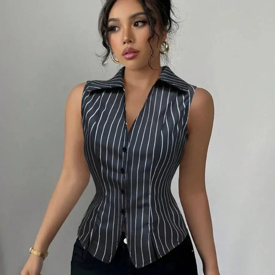 TorontoVogue™ | Striped Sleeveless Shirt