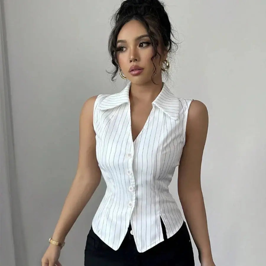 TorontoVogue™ | Striped Sleeveless Shirt