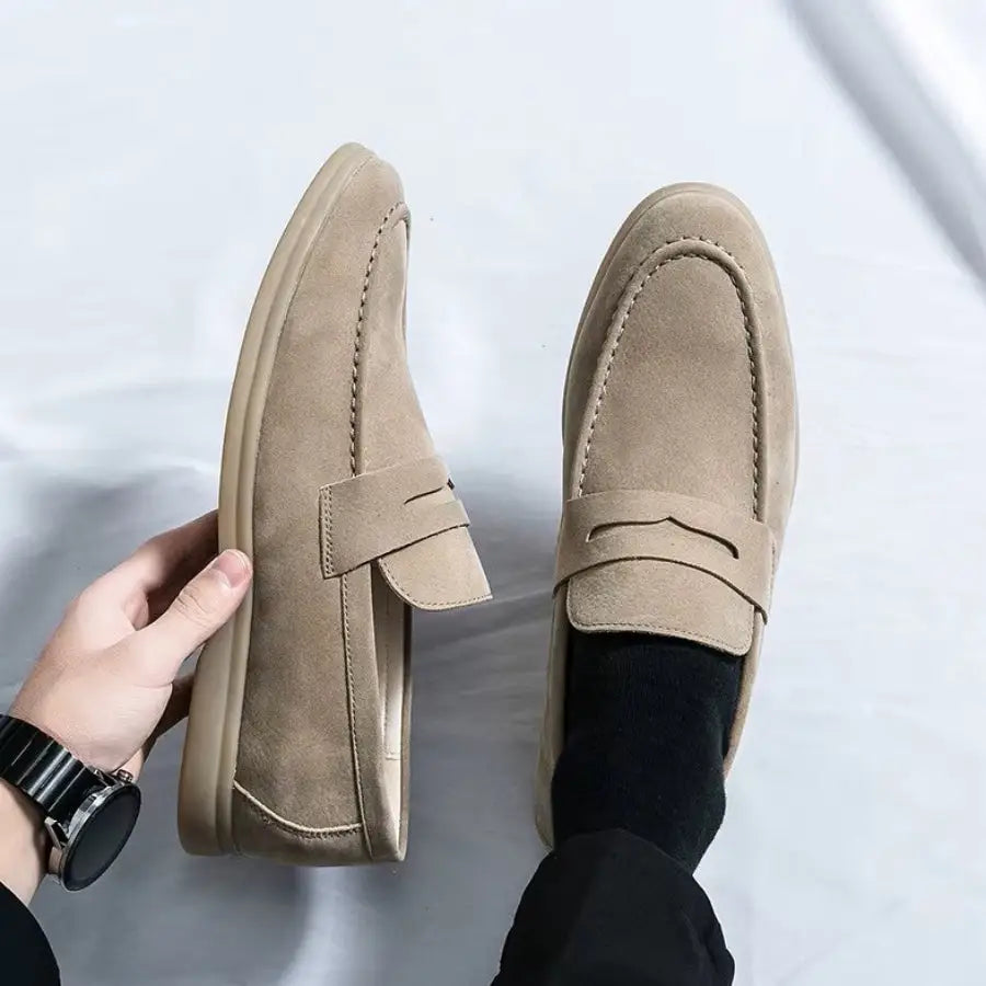 TorontoVogue™ | Tan Suede Penny Loafers